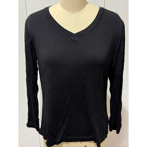 Women's latuza stretch Top Size S Black Long Sleeve V-Neck bamboo very soft